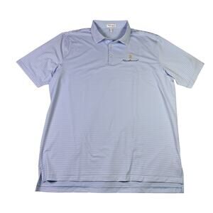 Peter Millar Summer Comfort Polo XXL Blue Stripe Old Memorial Logo Country Club